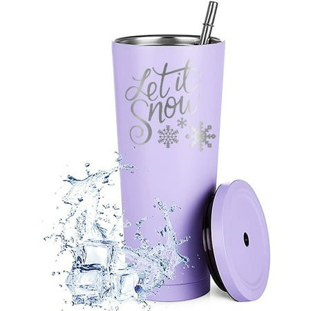 

Christmas Snowflake Coffee Mug Tea Tumbler 25oz Stainless Steel Double Wall Vacuum Insulated Mug for Kids Women Friends Gift (Light Purple)
