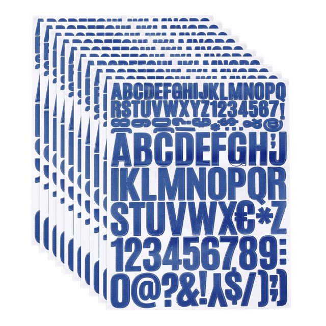 810 Pieces Vinyl Letter Stickers, 10 Sheets 1.5 Inch Blue Self-Adhesive Cute Alphabet Number Stickers for DIY Craft