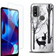 thumbnail image 1 of Slim-Fit Protective Phone Case (Black) compatible with Motorola Moto G Pure 5G, with Tempered Glass Screen Protector, by OneToughShield ® - Forest Deer, 1 of 3