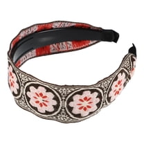 1 Pc Classic Embroidery Bohemia Headband for Women 1.97" Wide Coffee Color