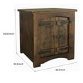 thumbnail image 5 of BenJara Exo 24 Inch Side End Table with Dual Doors, Solid Pine Wood, Rustic Brown, 5 of 5
