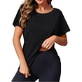 thumbnail image 3 of Short Sleeve Back Hollow Casual Work Active Yoga Shirt Tops, 3 of 5