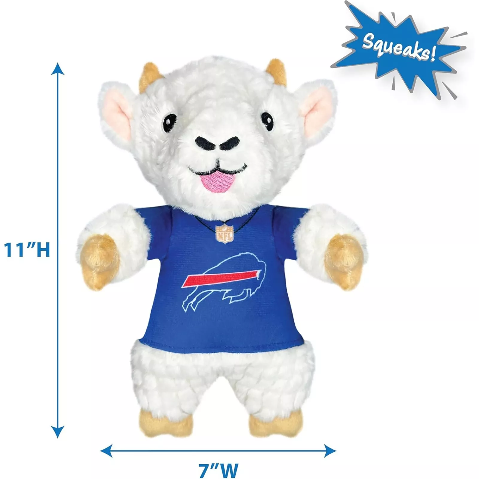 Pets First NFL Goat Plush Toys for Dogs & Cats Dog Chew Toys with Inner Squeaker