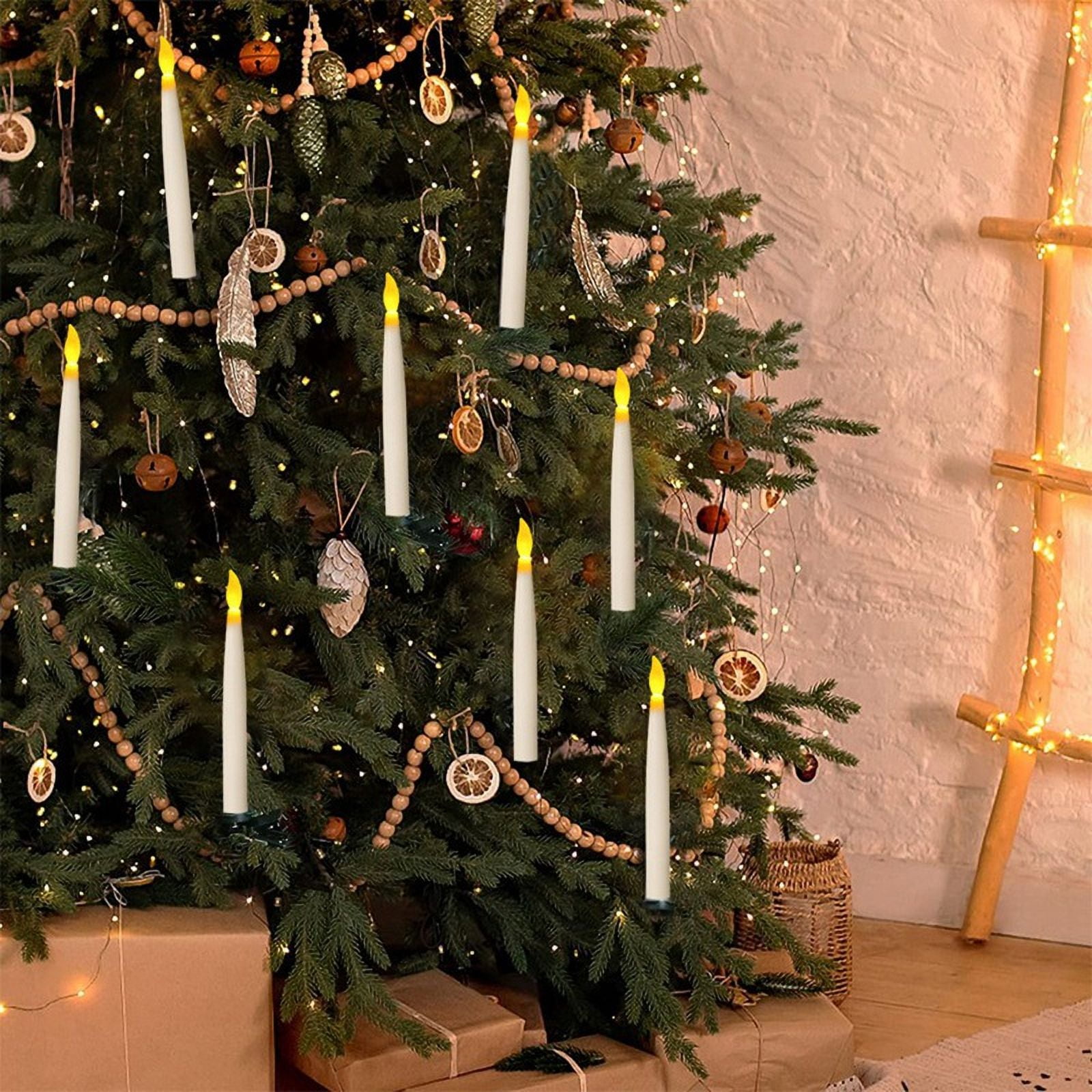 Hanging Floating Flameless Candles with Wand Flameless Taper Candles LED Candles Warm Light Christmas Candles Black A
