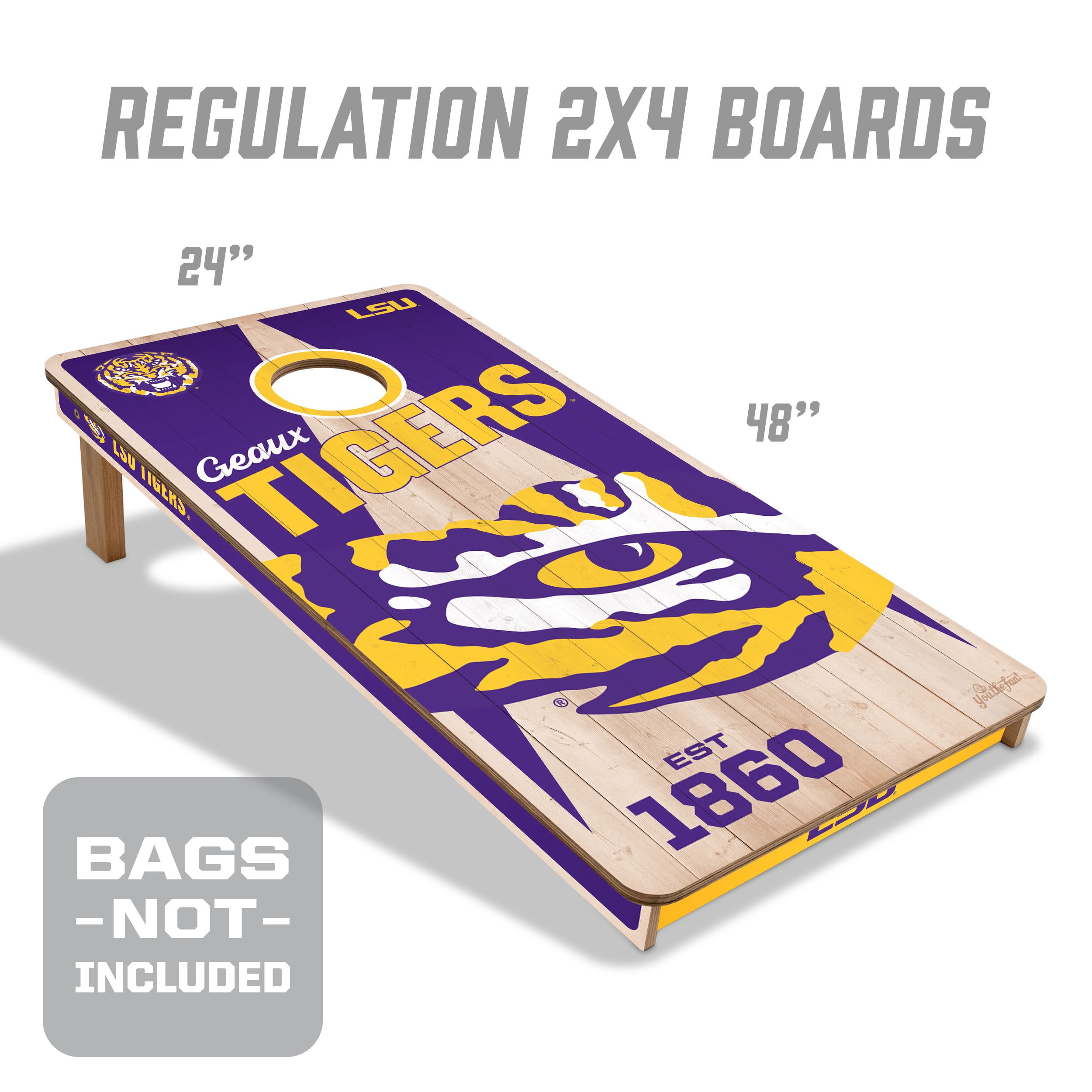 YouTheFan NCAA LSU Tigers 2' x 4' Cornhole Game No Bags