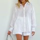 thumbnail image 1 of Camisa Conjunto informal de 2 piezas para mujer, conjunto a juego de 2 piezas a rayas acogedoras, ropa de uso diario a la moda Cgtredaw M Blanco para Mujer, 1 of 1