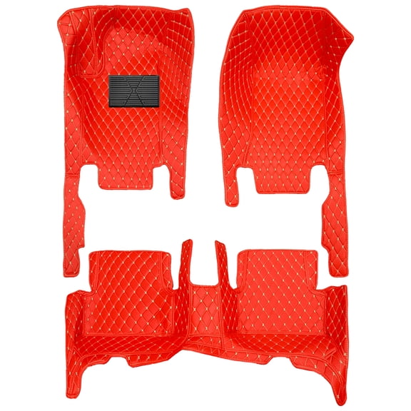 Leadwolf Car Floor Mats Carpet Compatible with CLA 2013-2019 Luxury Leather Waterproof Non-Slip Full Coverage Floor Liner Full Set Red