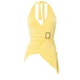 thumbnail image 2 of Halter Tops for Women V Neck Tie Halter Backless Top Sleeveless Wrap Top Ruffle Asymmetrical Halter Tops Yellow S, 2 of 9