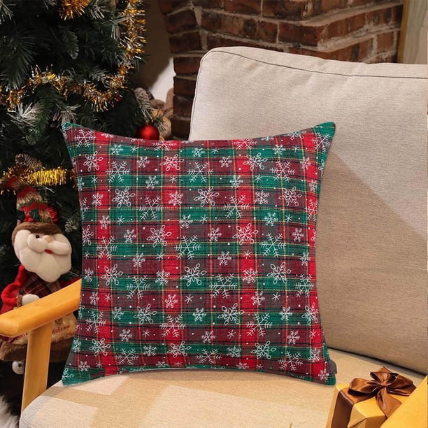 pstuiky Funda de cojín decorativa con estampado navideño de copos de nieve para fiestas de cumpleaños, sofá, sala de estar o como cojín lumbar.