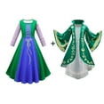 thumbnail image 2 of IDOPIP Halloween Sanderson Sisters Costume Kids Girls Sarah Mary Winifred Witch Dress with Cape Fancy Dress up Cosplay Suit for Photo Shoot Party 8-9 Years Green Floral, 2 of 10