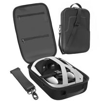 Binsuca Hard Carrying Case for Oculus Quest 3 Accessories, Clear Cover, Custom-Fit Pre-Cut Tray, PU Hand Strap, Adjustable Shoulder Strap