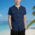 thumbnail image 2 of JAJAHO Boys Button Up Shirts Casual Short Sleeve Summer Solid Color Basic Tee Beach Clothes For Kids 5-15 Years Versatile Tops, 2 of 6
