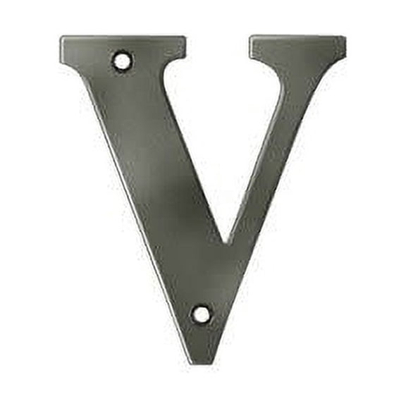 Deltana Rl4v 4" Solid Brass Traditional House Letter V - Nickel