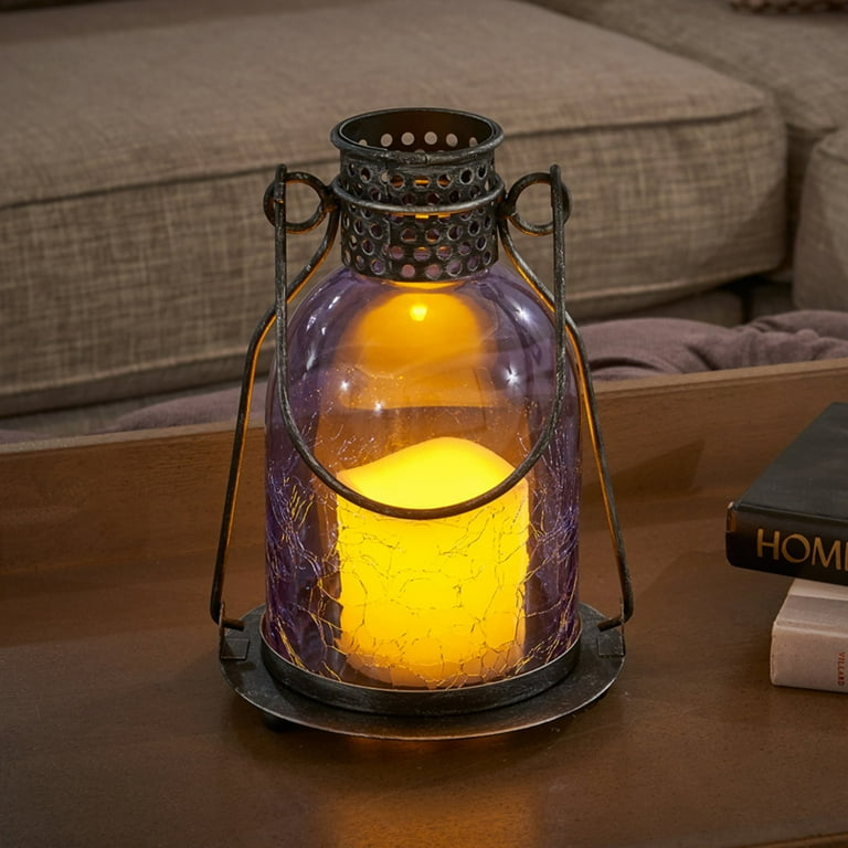 Monaco Glass LED Candle Lantern - Blue Monaco Glass LED Candle Lantern - Blue