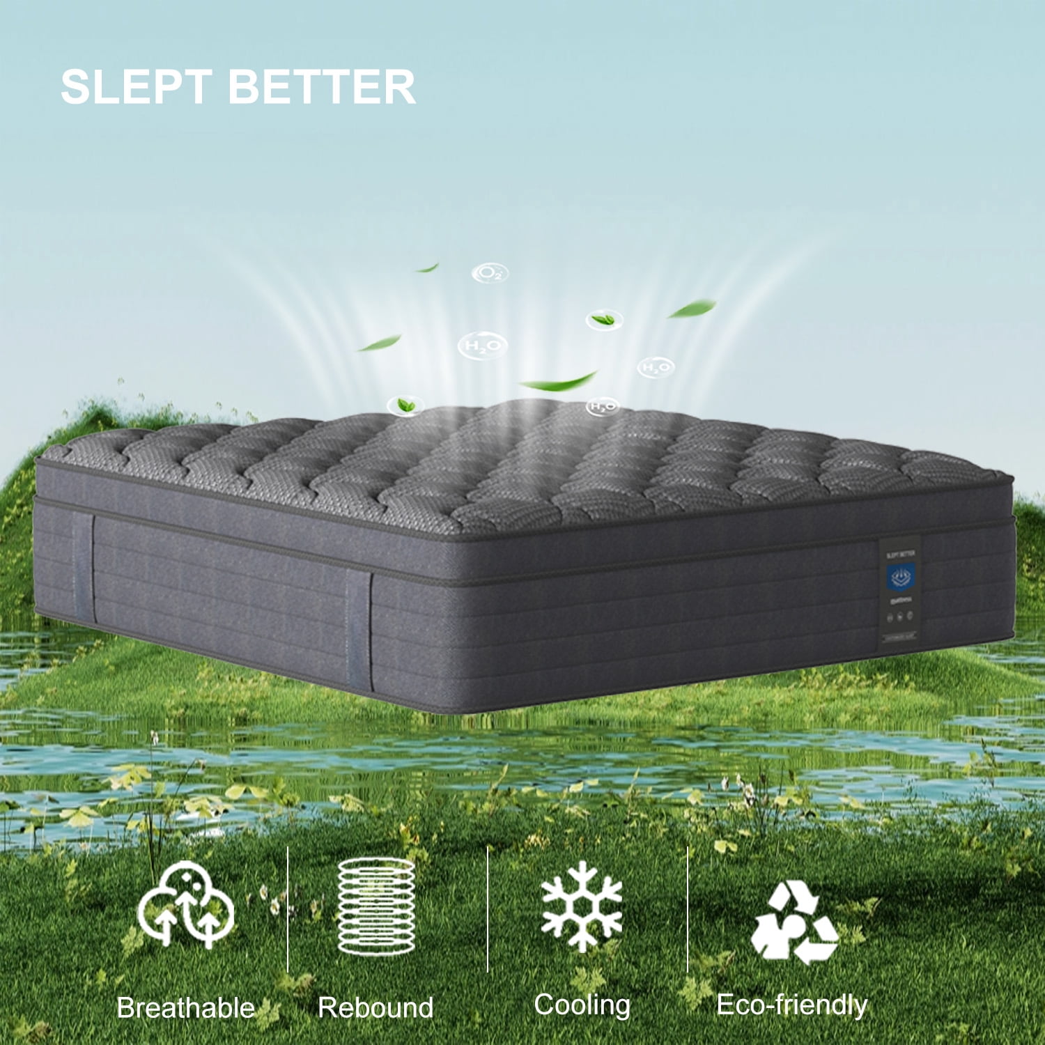 CTQC 12 Twin Mattress Cooling Gel Memory Foam Hybrid Mattress Medium-Firm Breathable Pressure Relief All Black CertiPUR-US Certified Mattress with individually Pocket Springs for Kids and Adults