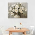 thumbnail image 3 of AWERP Rose Flower Wall Art Floral Painting Canvas White Flower Picture Art Prints Vintage Rustic Farmhouse Kitchen Bathroom Wall Decor Framed picture 3, 3 of 5