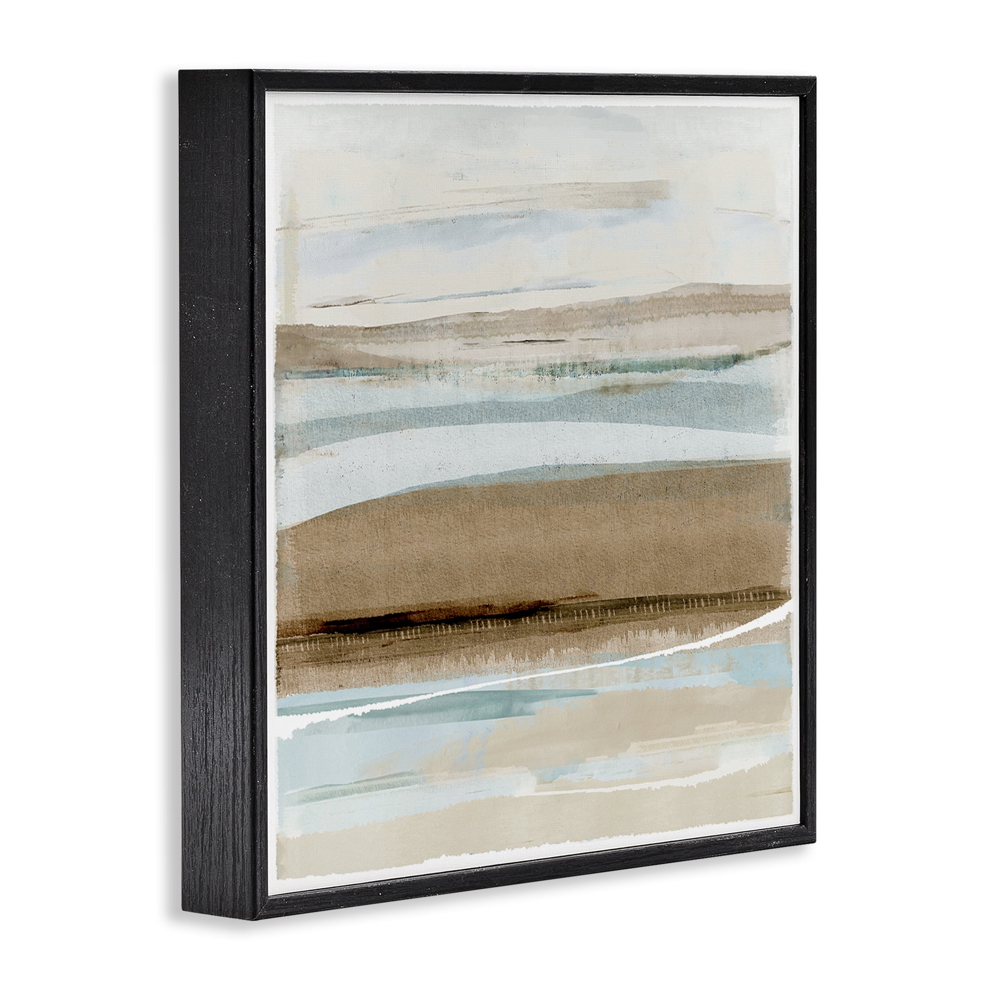 Stupell Industries Soft Winter Sands Abstract Painting Black Framed Art Print Wall Art, 12 x 12