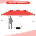 thumbnail image 3 of Gymax 15FT Outdoor Double-Sided Twin Patio Umbrella Sun Shade Crank Market Base Red, 3 of 7