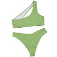 thumbnail image 5 of HAPIMO Women's Bikini Swimsuit Solid Color Beachwear Summer Seaside Clothes for Girls Oblique Shoulder Hollow Ring Bathing Suit Twist Ruced Front Swimwear Sets Green S, 5 of 6