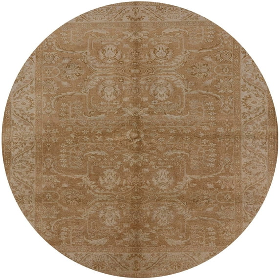 Ahgly Company Machine Washable Indoor Round Industrial Modern Light Brown Area Rugs, 6' Round