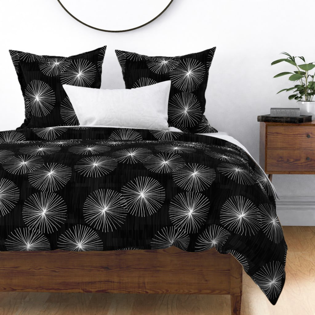 Minimalist Mod Circle Snowflake Mid Century Sateen Duvet Cover By