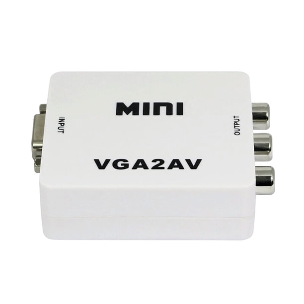 FELTECHELECTR Convertidor Mini VGA a AV RCA 1080P Adaptador PC a TV PAL NTSC (Blanco)
