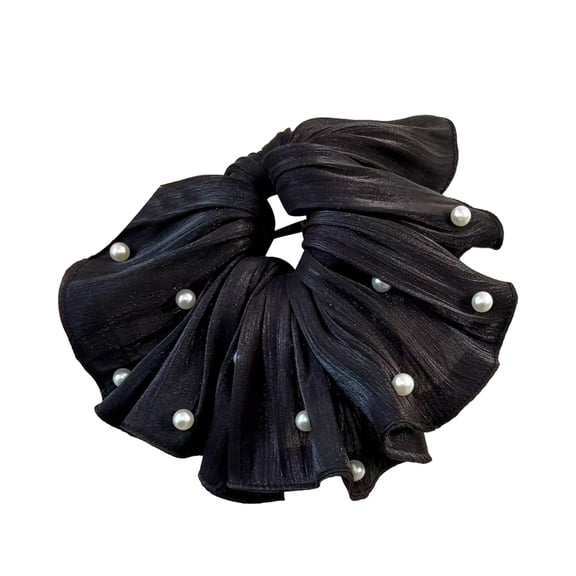 mdesiwst Hair Tie Imitation Pearls Large Elastic Hair Band Double Layer Soft Fabric Hair Scrunchie Hair Accessories