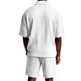 thumbnail image 6 of JAJAHO Mens Short Set Summer 2 Piece Outfits Waffle Short Sleeve Quarter Zip Collared Loose Fit T Shirt Comfortable Drawstring Shorts Jogging Suit Stylish Outfit, 6 of 9