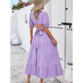 thumbnail image 4 of Yesfashion Shirt Dresses for Women 2025 V Neck Ruffle Short Sleeve Loose Casual Flowy Summer Shift Dress, 4 of 5