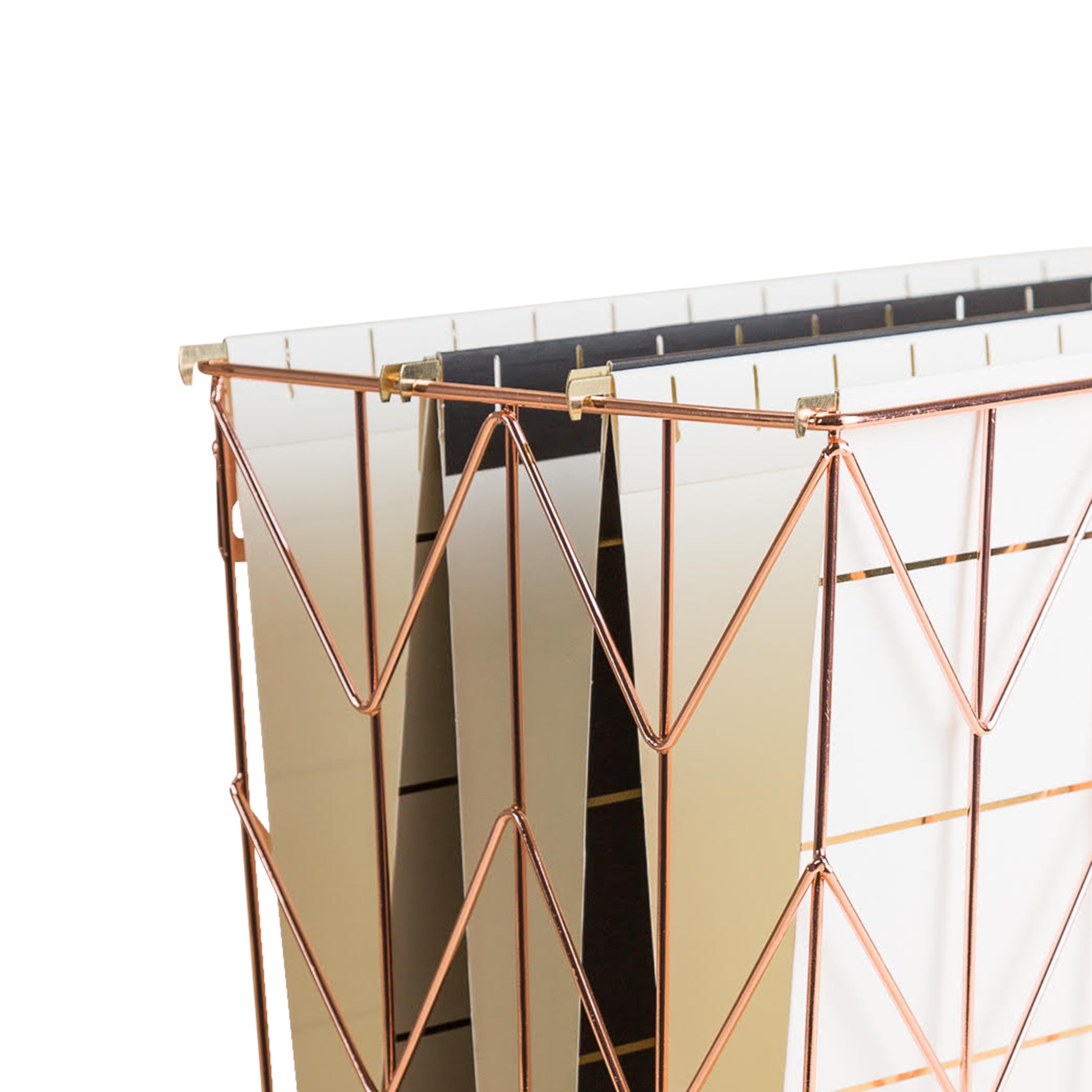 U Brands Wire Hanging File Folder Desk Organizer, Copper, 4613U