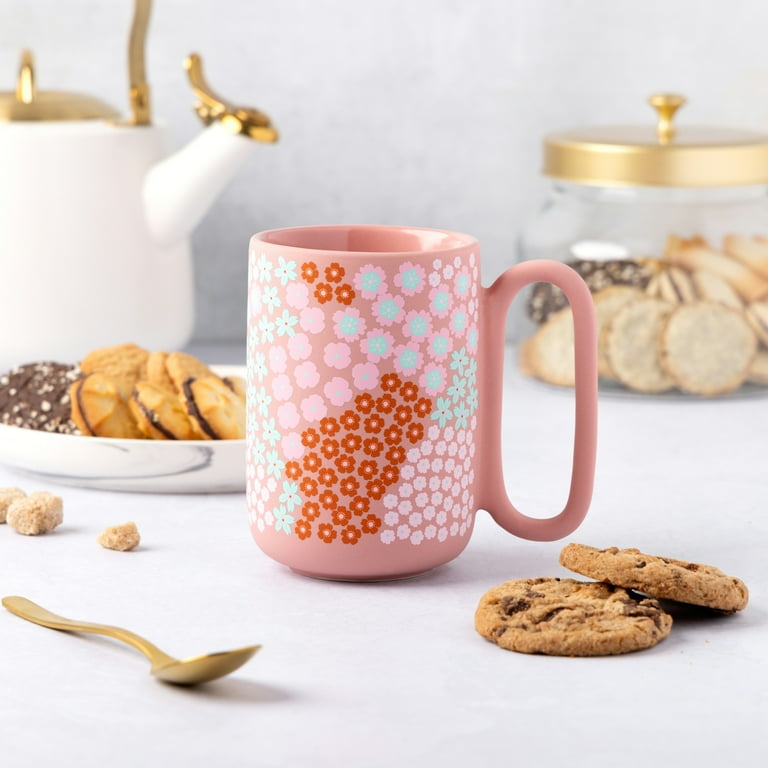 Thyme & Table Pink Flowers Soft Touch Mug 19.6 fl oz Stoneware