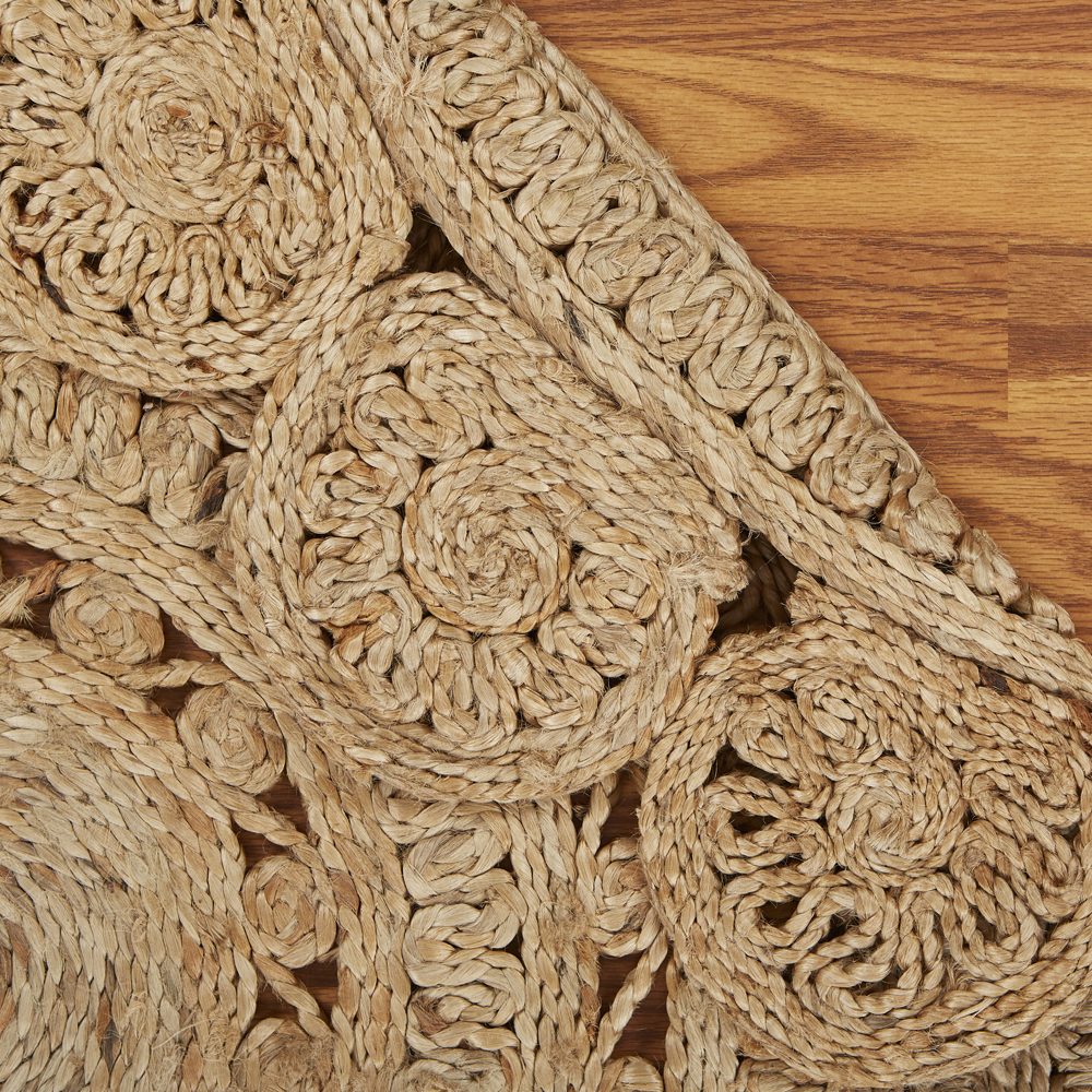 Woven Paths Sunshine Golden Natural Jute Area Rug, 4' Round, Natural