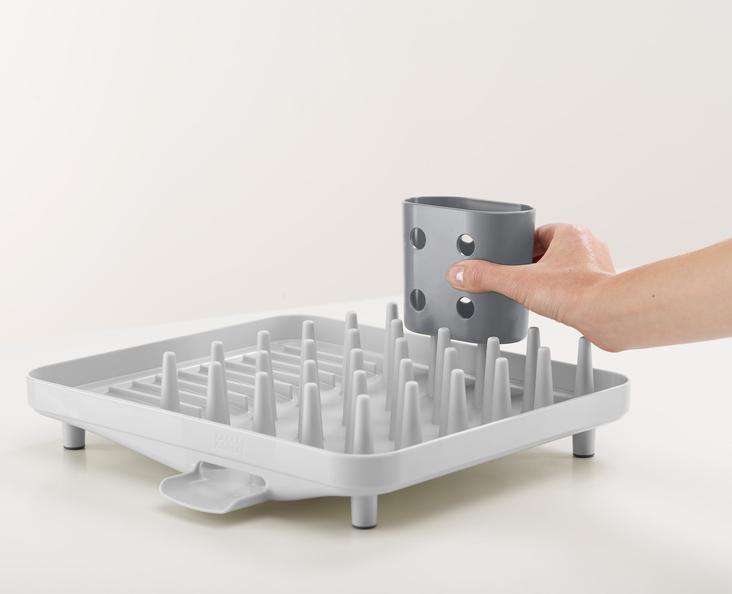 Joseph Joseph Duo Compact Dish Drying Rack with Removable Cutlery Drainer – Small Countertop Dish Rack for Kitchens, Apartments, Dorms & RVs
