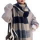 thumbnail image 1 of Bufanda de Otoño Invierno, bufanda clásica con borlas a cuadros, cálida, suave, gruesa, manta grande, bufandas chal envolventes, 1 of 6