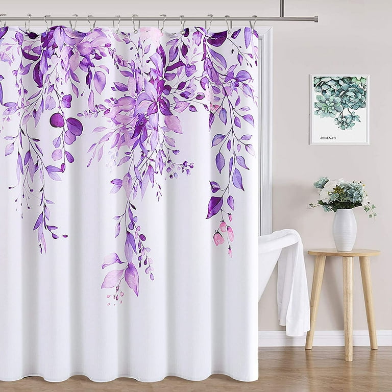 Dandelion Fabric Shower Curtain Purple Flower Bathroom Curtains