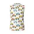 thumbnail image 6 of Lsque Cartoon Monster Trucks Print Men's Cotton Blend Sleeveless Muscle Shirts (S-3XL)- Moisture Wicking, Odor Protection, UPF 30+,X-Large, 6 of 8