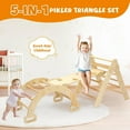 thumbnail image 2 of Pikler Triangle Set, 5 in 1 Wooden Montessori Climbing Toys Baby Indoor Playground Gym, Foldable Indoor Climbing Toys with Ramp, Arch Climber, Baby Climbing Toys for Toddlers 1-3 Inside-Small, 2 of 7