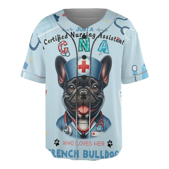 Just a Certified Nursing Assistant Cna Who Loves Her French Bulldog All Over Print 3D Baseball Shirt Dog Lover Gifts Softball Sport - 00003