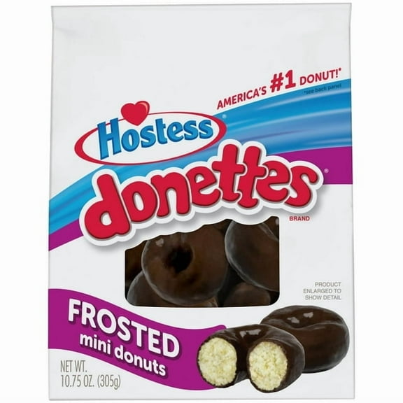 HOSTESS Frosted Mini DONETTES Bag Chocolate Mini Donuts 10.75 oz (Pack of 2)