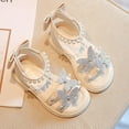 thumbnail image 4 of LIIPEE Girls Sandals Summer Fashion Butterfly Pearl Open Toe Non- Flat Shoes Child Classic Party Princess Sandal,White,11-12 Years, 4 of 9