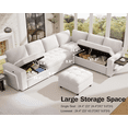 thumbnail image 4 of 7-Seat Modular Sectional Sofa with Pull-Out Bed, Reclining Backrest, USB Ports, Table, LED Lights & Storage Seats – Tool-Free Assembly, Comfortable Living Room Furniture, 4 of 8