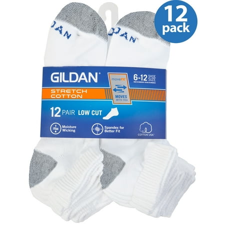 Gildan Men's Performance Cotton moveFX Lowcut Socks, 12-pack