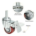 thumbnail image 4 of 1.5 Inch Swivel Threaded Stem Casters 3/8"-16UNC Thread PU Caster Wheel with Brake 88lbs Load, Red 4pcs, 4 of 5