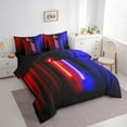 thumbnail image 4 of Feelyou Kids Futuristic Lightning Twin Bedding Sets 7-Piece, Modern Video Gaming Gamer Bedding Comforter Set, Red Blue Stripes Ombre Reversible Sheet Sets, Breathable Home Decor, 4 of 9