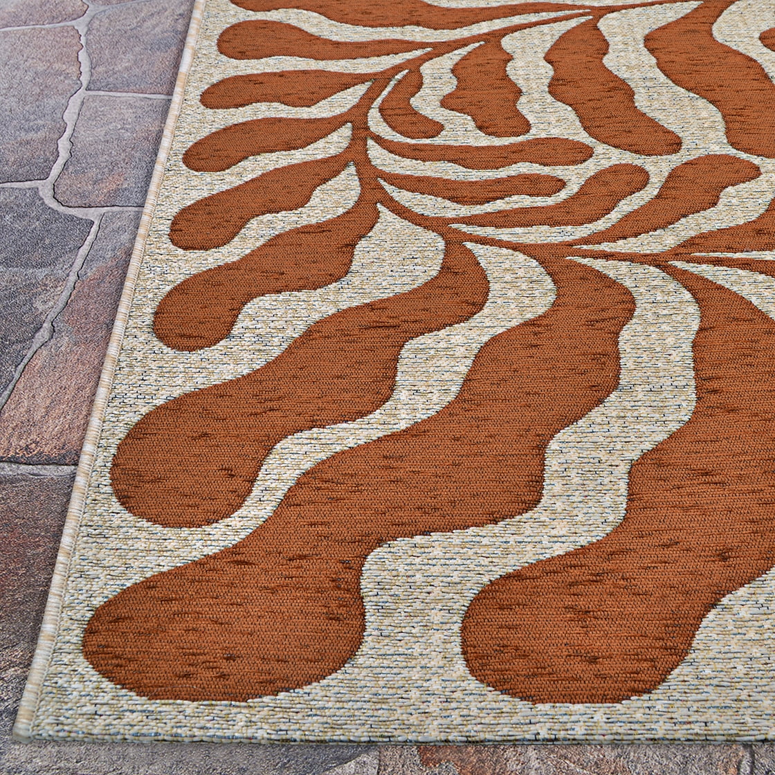 Couristan Castille Fiore 5'3" x 7'6" Terra and Cotta Outdoor Rug