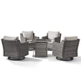 thumbnail image 3 of Opohoro 5 Piece Outdoor Rattan Fire Pit Set with Swivel Rocker Chairs and Square Fire Pit Table, All-Weather Wicker Conversation Set for Porch, Deck, Balcony, 3 of 14