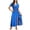 Blue, variant on Women's Boho Floral Maxi Dress Summer Short Sleeve Wrap V Neck Long Flowy Beach Vacation Wedding Guest Dresses White XXS