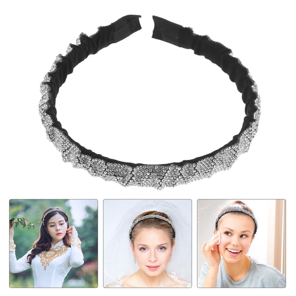 NIAIZEK 1Pc Fashionable Plated Silver Hairband with Rhinestones Durable and Chic Hair Ornament
