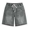 thumbnail image 5 of Jean Shorts for Women High Waisted Pull on Drawstring Elastic Waist Trendy Stretchy Denim Wide Leg Jorts Summer Shorts with Pockets Xl, 5 of 6