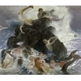 thumbnail image 2 of Bocklin, Arnold 23x20 Gold Ornate Wood Framed with Double Matting Museum Art Print Titled - Mermaids at Play, 2 of 4